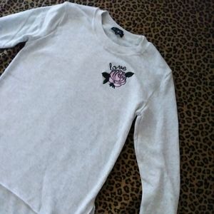 Derek Heart Juniors White Marl Cotton L/Sleeve Crew Neck Sweater M 295